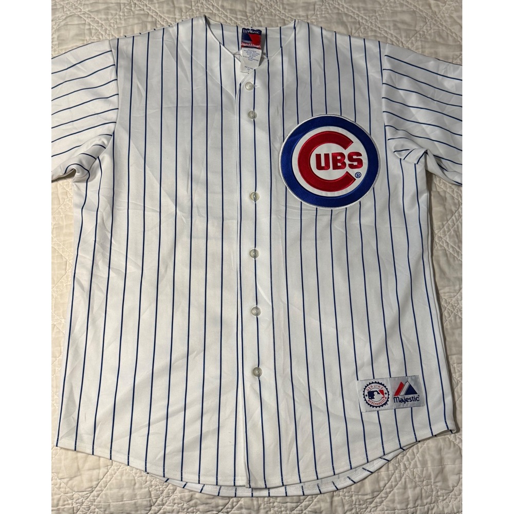 Majestic Chicago Cubs Baseball Jersey Mens L White Soriano 12 Pinstripe MLB